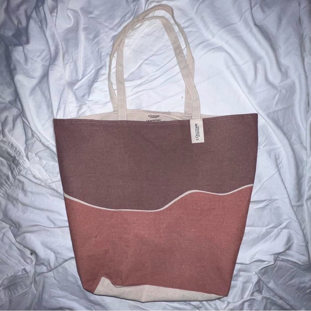 L'OCCITANE✨🤎🩷Brown and Cream Canvas Tote